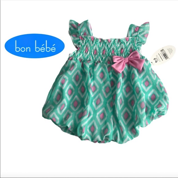 NWT Bon Bebe Baby Girls' Dress/Bodysuit Combo - Picture 1 of 11
